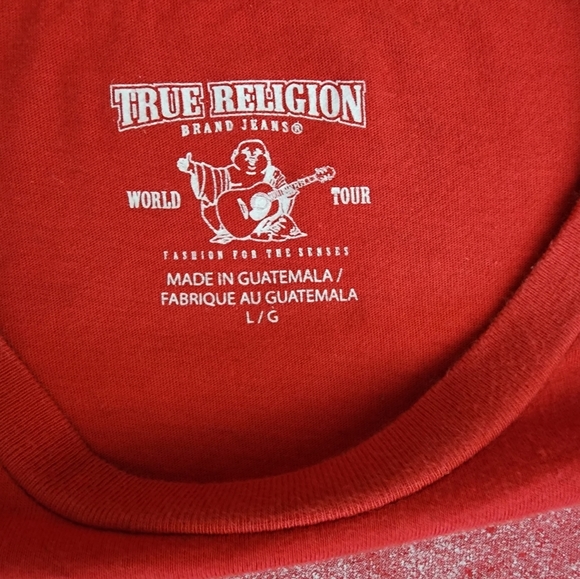 VINTAGE Red True Religion Logo Tee, Men's Large - Picture 4 of 8